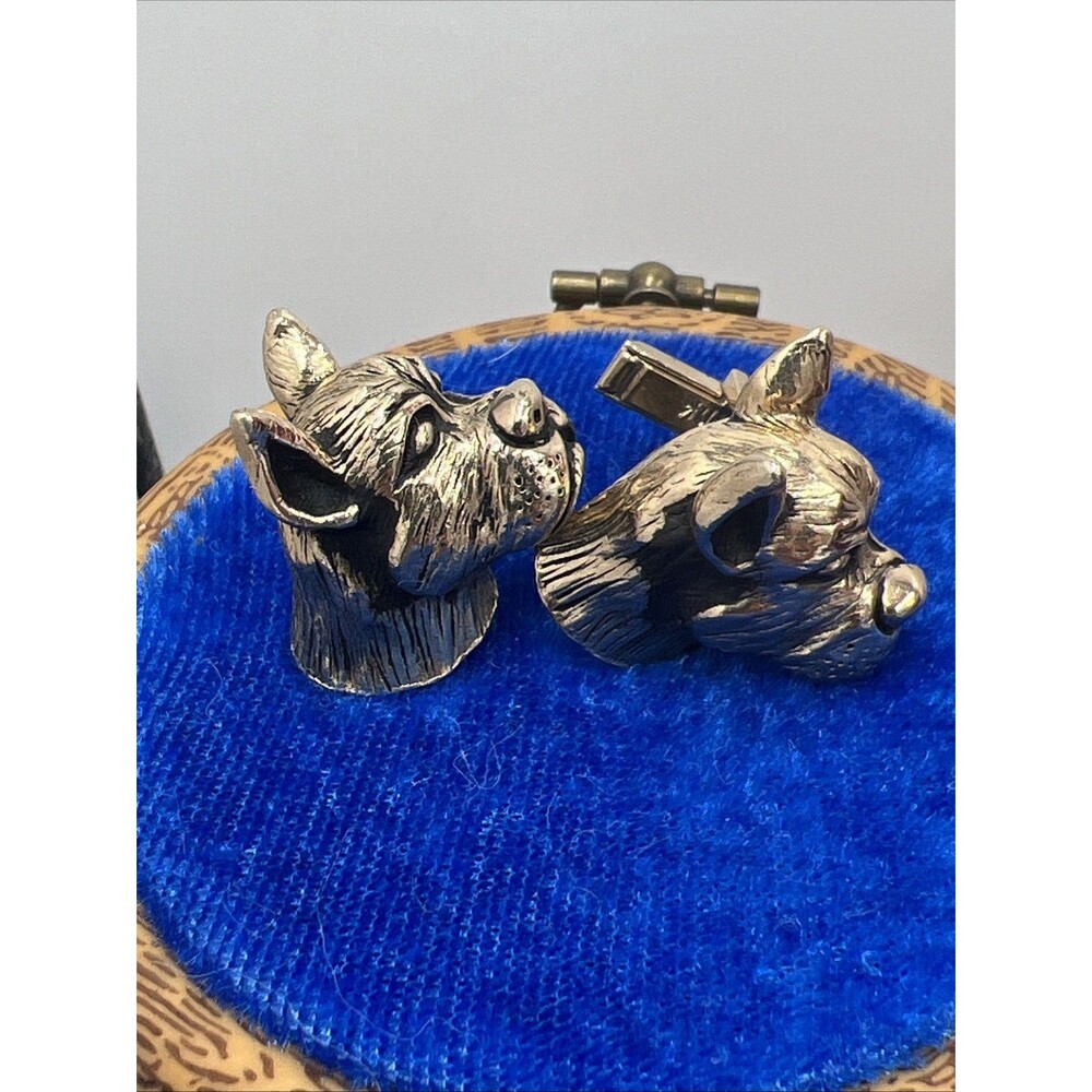 Vintage Swank BullDog cufflinks Dog Breeder Animal Lover boxer Veterinarian Gift